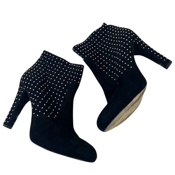INC International Concepts Heeled Booties Womens 8.5 Black Suede Studded Glam - Picture 1 of 6